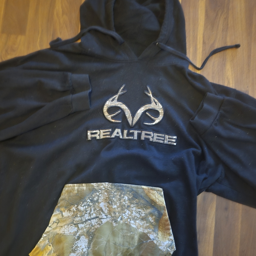 Realtree Black Hoodie with Camo Pocket Accent